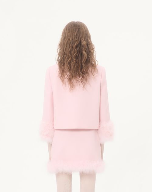 Valentino - Crepe Couture Jacket With Feathers - Rose - Woman - Jackets And Blazers