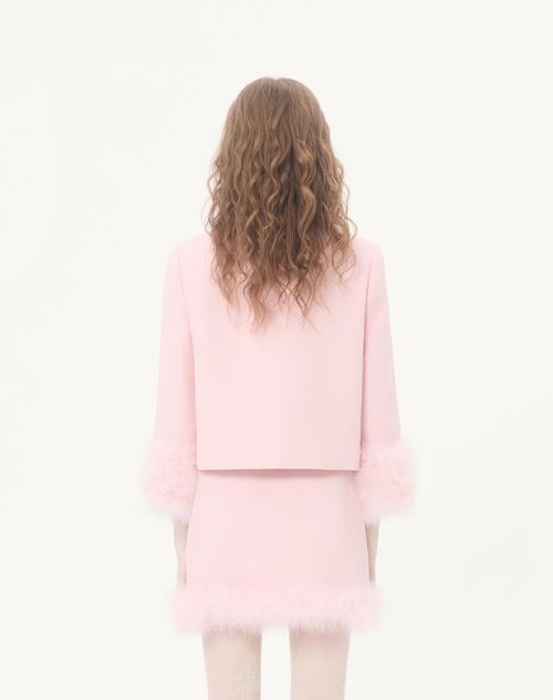 Valentino - Crepe Couture Jacket With Feathers - Rose - Woman - Jackets And Blazers