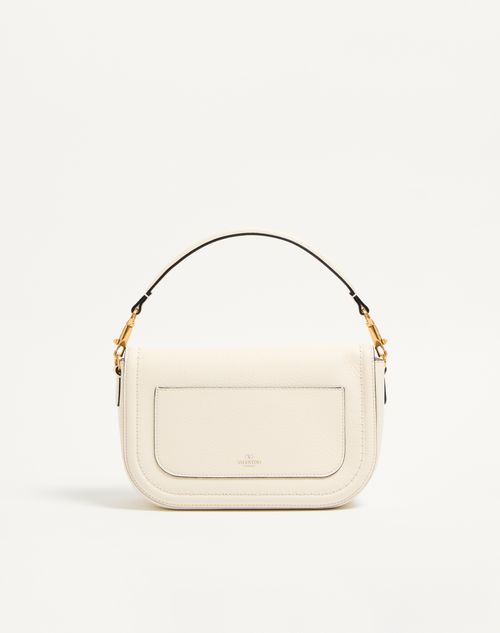 Valentino Garavani - Valentino Garavani Alltime Grainy Calfskin Shoulder Bag - Ivory - Woman - Shoulder Bags