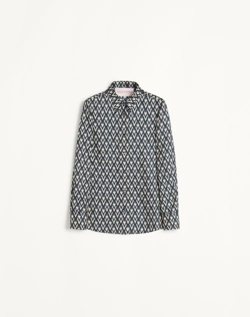 Valentino Chemise En Sergé Toute La V Femme Nuit/crème 48 In Animal Print