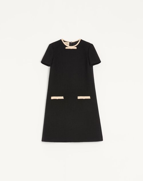 Valentino - Short Dress In Plain Wool Tweed - Black/red/green - Woman - Dresses