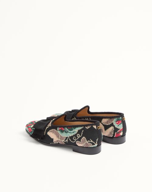 Valentino Garavani - Bowow Loafer In Jacquard Fabric - Multicolor/black - Man - Loafers And Driver