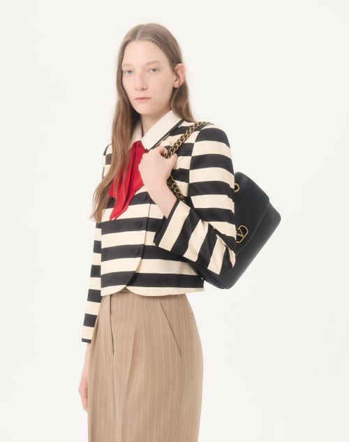 Valentino - Maxi Barré Cotton Satin Jacket - Vanilla/black/paris - Woman - Jackets And Blazers