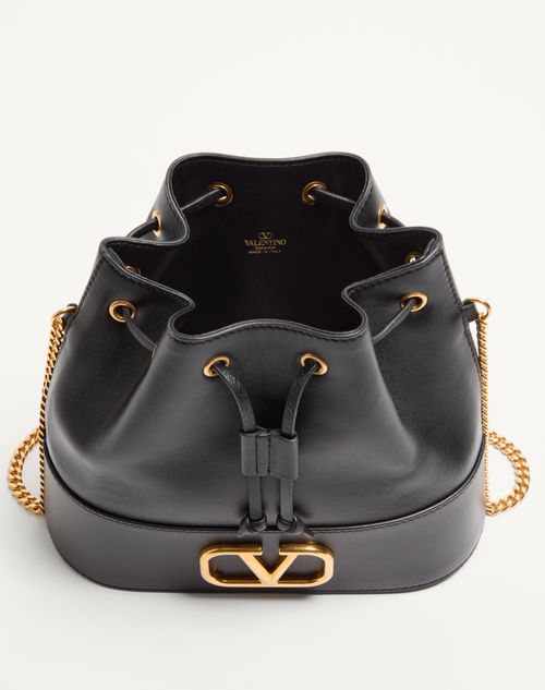 Valentino Garavani - Minibolso Tipo Saco De Cuero Napa Con El Vlogo Signature - Negro - Mujer - Bolsos De Hombro