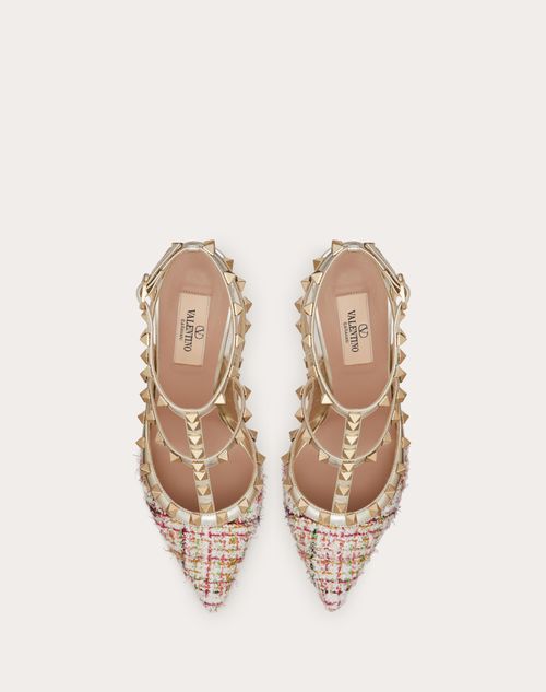 Valentino Garavani - Rockstud Tweed Pump With Straps 100mm - Multicolor/platinum - Woman - Pumps
