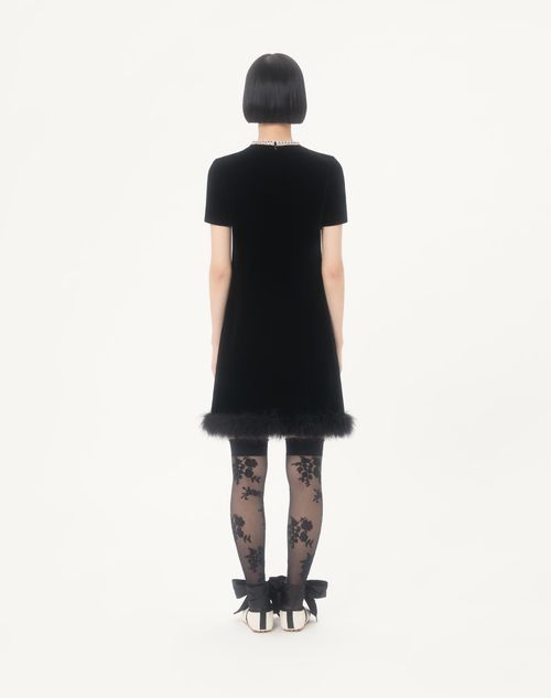 Valentino - Short Dress In Embroidered Sablé Velvet - Black/silver - Woman - Dresses