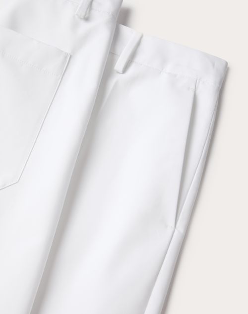 Valentino - Cotton Poplin Bermuda Shorts Laminated With Scuba - White - Man - Trousers And Shorts
