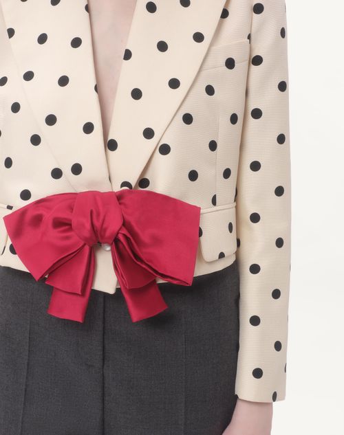 Valentino - Shantung Jacket With Plusdepois Print - Birch/black - Woman - Jackets And Blazers