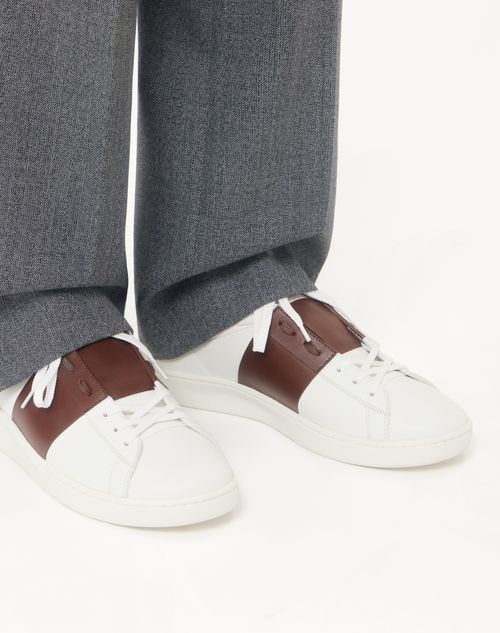 Valentino Garavani - Sneaker Open Royco En Cuir De Veau Nappa - Blanc/marron - Homme - Baskets
