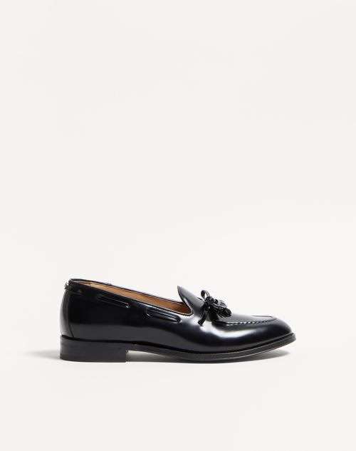 Valentino Garavani Bowshire Loafer In Shiny Calfskin Man Black 43