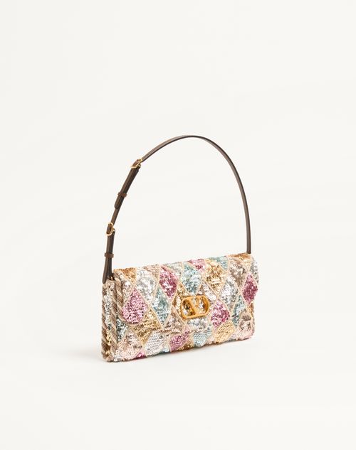 Valentino Garavani - Valentino Garavani Devain Small Shoulder Bag With Rhombelle Embroidery. - Multicolour - Woman - Shoulder Bags