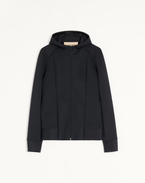 Valentino - Sudadera Valentino De Neopreno Con Capucha Y El Vlogo En Relieve - Negro - Hombre - Camisetas Y Sudaderas