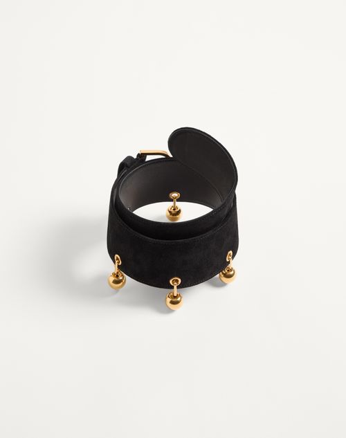 Valentino Garavani - Vlogo Signature Suede Belt 65 Mm - Black - Woman - Belts