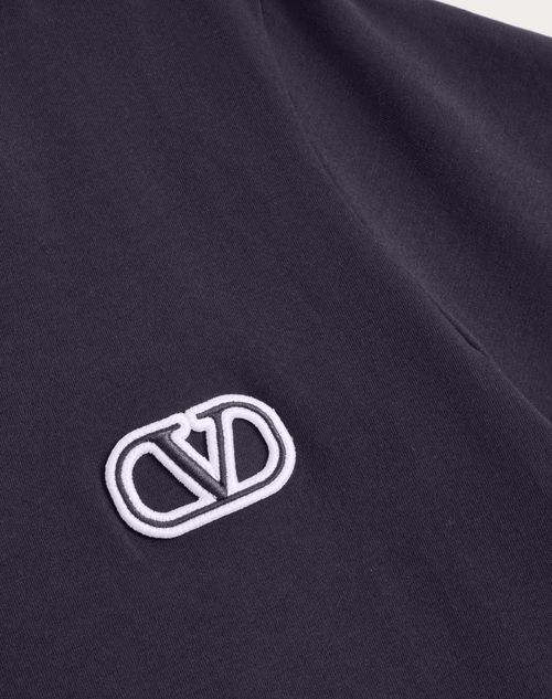 Valentino - Cotton T-shirt With Vlogo Signature Patch - Navy - Man - Tshirts And Sweatshirts