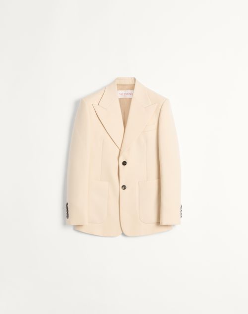 Shop Valentino Single-breasted Wool Gabardine Jacket In Butter