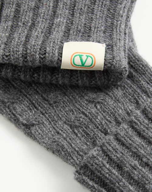 Valentino Garavani - Guanti Valentino In Lana - Grigio Scuro - Uomo - Cappelli E Guanti