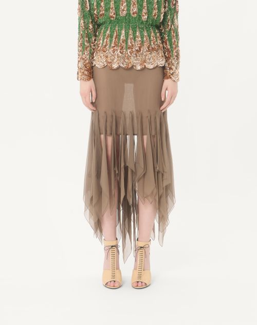 Valentino - Asymmetrical Chiffon Skirt - Military Green - Woman - Skirts