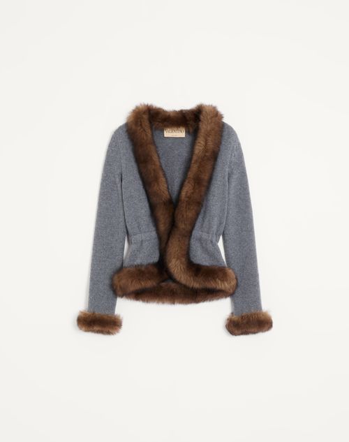 Valentino - Cashmere Jacket With Shearling Trim - Grey - Woman - Jackets And Blazers