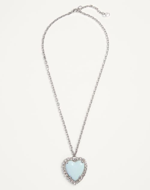 Valentino Crystal-embellished Necklace In Palladium/azure