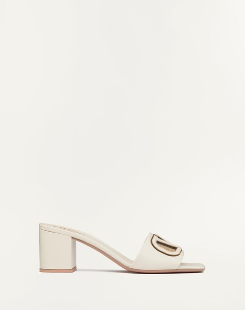 Valentino Garavani - Vlogo Cut-out Slide Sandal In Calfskin 60mm - Ivory - Woman - Sandals