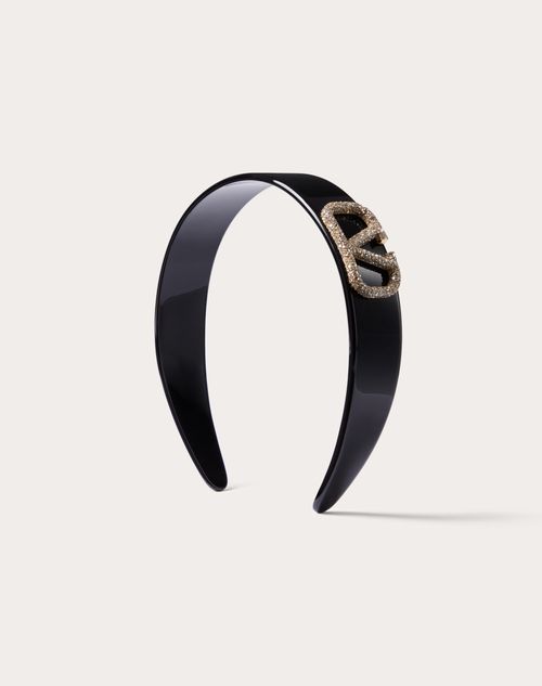 Valentino Garavani Vlogo Signature Haarband Aus Kunststoff, Metall Und Mit Swarovski®-kristallen Fra In Black