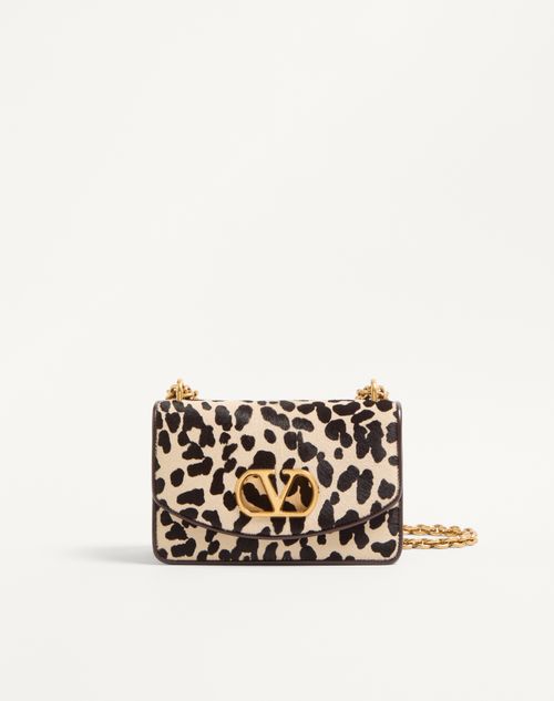 Valentino Garavani Valentino Garavani Vain Small Shoulder Bag In Pony Effect Calfskin With Animalier Print Woman Natural/brown Onesize