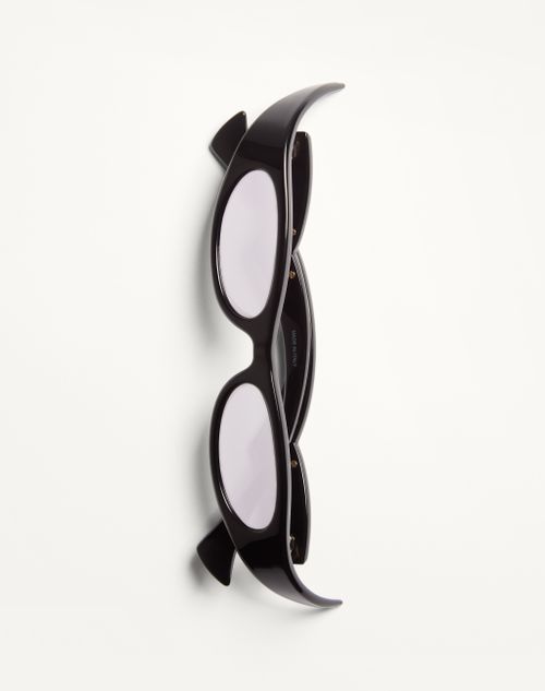 Valentino - Gafas Geométricas De Acetato - Negro/plateado - Unisexo - Gafas De Sol