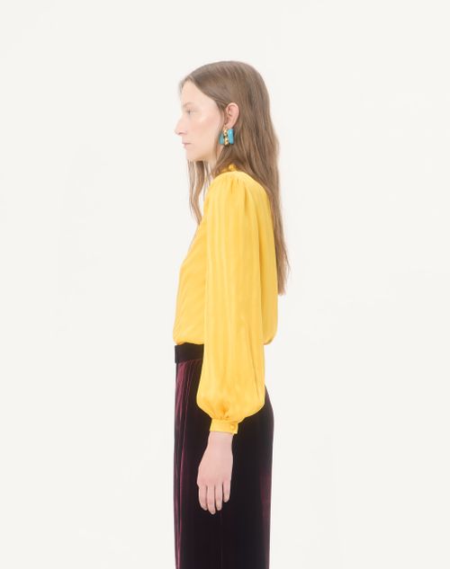 Valentino - Vlogo Striped Jacquard Top - Yellow - Woman - Shirts And Tops