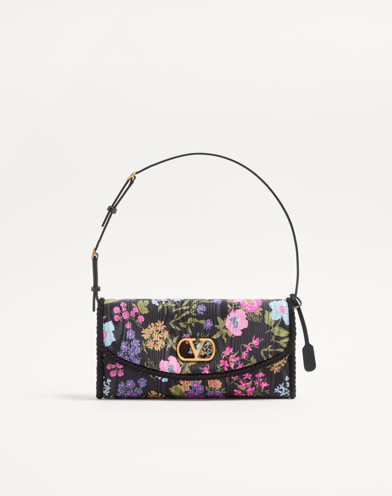 Valentino Garavani Women's Multicoloured Devain Small Shoulder Bag In Moiré Papier Floral Fabric Woman Uni