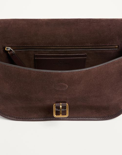 Valentino Garavani - Valentino Garavani Antibes Suede Shoulder Bag - Testa Di Moro - Man - Shoulder Bags