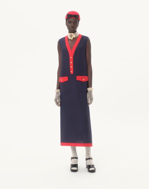 Valentino - Viscose Linen Midi Dress - Indigo/paris - Woman - Dresses