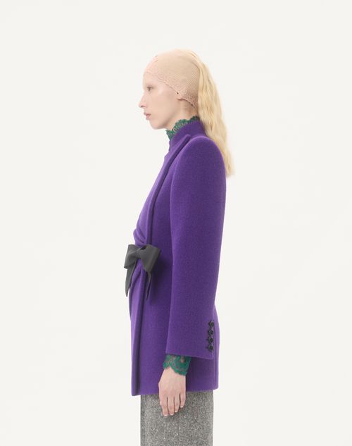 Valentino - Caban En Velours - Violett/schwarz - Frau - Jacken Und Mäntel