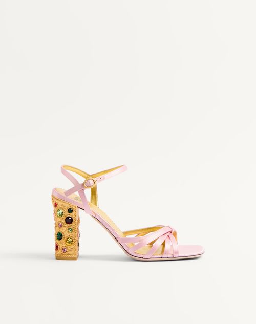 Valentino Garavani Preshoes Satin Sandal With Crystals 90mm Woman Rose Couture/multicolour 40.5