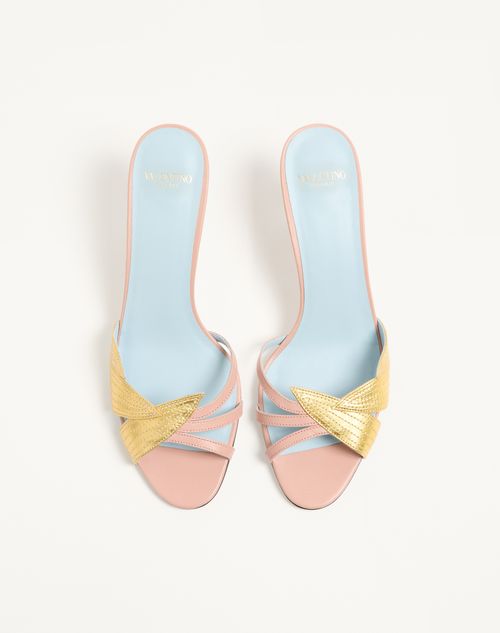 Valentino Garavani - Foliefoliage Slide Sandal In Kidskin 65mm - Pink - Woman - Sandals