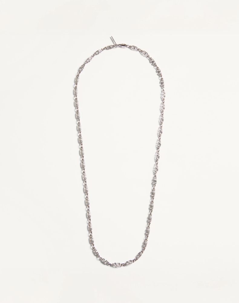 Valentino Garavani Men's Palladium Vlogo Signature Metal Necklace Man Uni