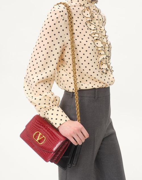 Valentino - Crepe De Chine Shirt With Plusdepois Print - Birch/black - Woman - Shirts & Tops