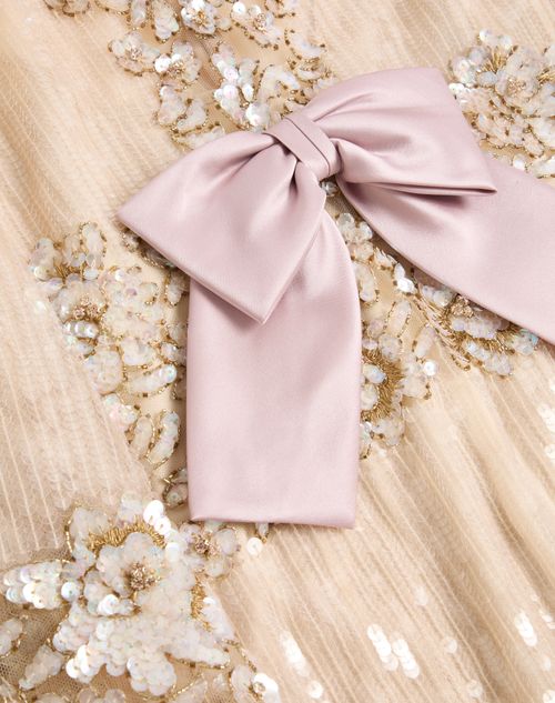 Valentino - Abito Corto In Tulle Illusione Ricamato - Rosa - Donna - Abiti