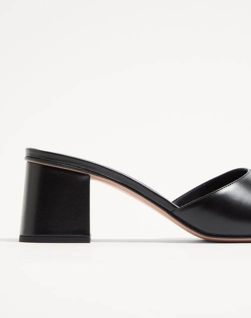 Valentino Garavani - Vlogo Signature Slide Sandal In Calfskin 60mm - Black - Woman - Sandals