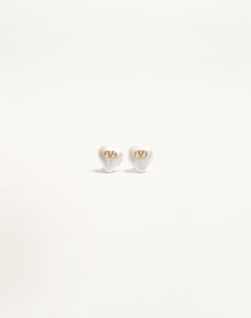 Valentino Garavani - Vlogo Signature Metal And Pearl Earrings - Gold/cream - Woman - Jewellery