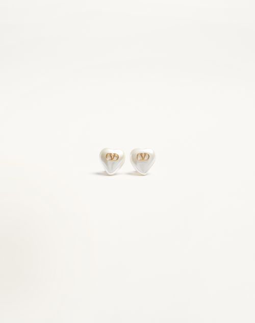 Valentino Garavani Vlogo Signature Metal And Pearl Earrings Woman Gold/cream Onesize