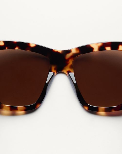 Valentino - Rectangular Acetate Eyewear - Havana/brown - Woman - Eyewear