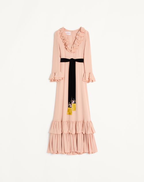 Valentino Besticktes Abendkleid Aus Georgette Frau Rose Mist 38 In Rose Mist