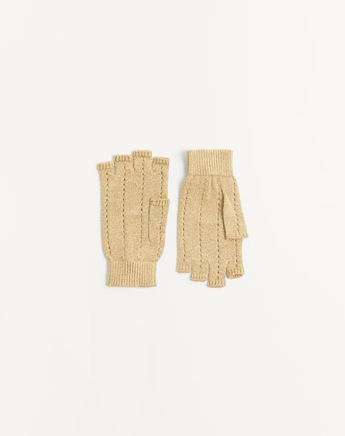 Valentino Garavani - ルレックス ニット フィンガーレスグローブ - ゴールド - ウィメンズ - ハット/グローブ