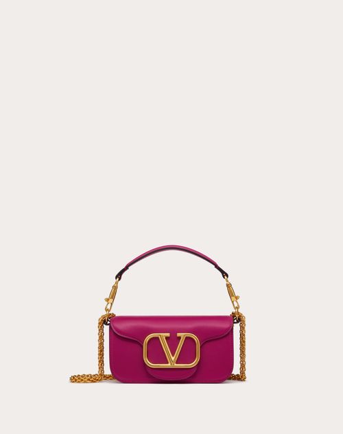 Valentino Garavani Locò Small Shoulder Bag In Calfskin Woman Rose Violet Uni In Rose Violet