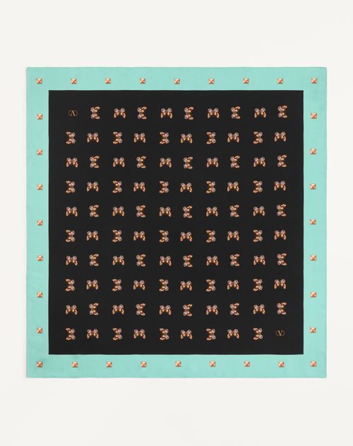 Valentino Garavani - Valentino Silk Scarf With All-over Butterflow Print - Black/multicolour - Man - Soft Accessories