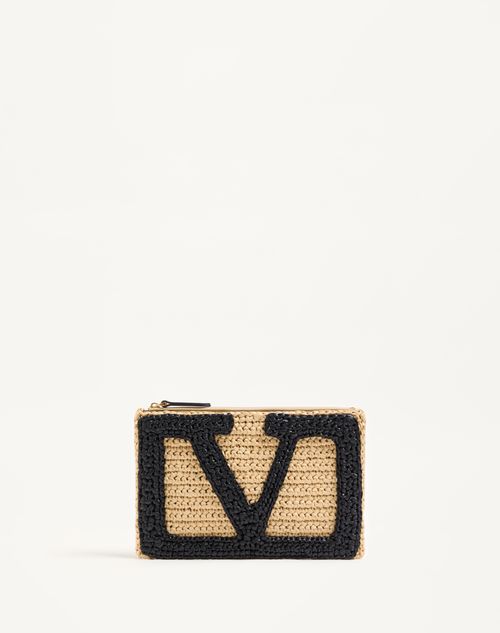 Valentino Garavani Garavani Viva Superstar Small Pouch In Synthetic Raffia Woman Natural Uni In Natural