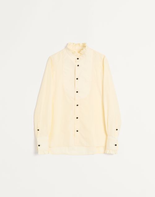 Valentino Cotton Poplin Shirt With Plastron And Ruffles Man Cream 44