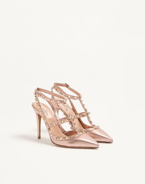 Valentino Garavani - Rockstud Pump In Laminated Nappa Leather 100mm - Rose Cannelle - Woman - Pumps And Slingbacks