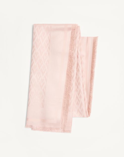 Valentino Garavani Toute La V Wool And Silk Shawl Woman Rose Mist Uni In Rose Mist