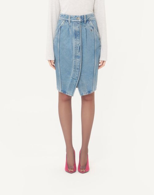 Valentino - Valentino Midirock Aus Denim - Denim - Frau - Denim